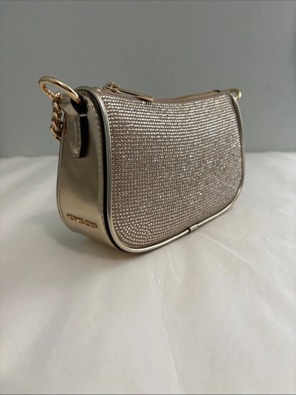 Michael Kors Crystal Chain Crossbody Bag in Gold Color